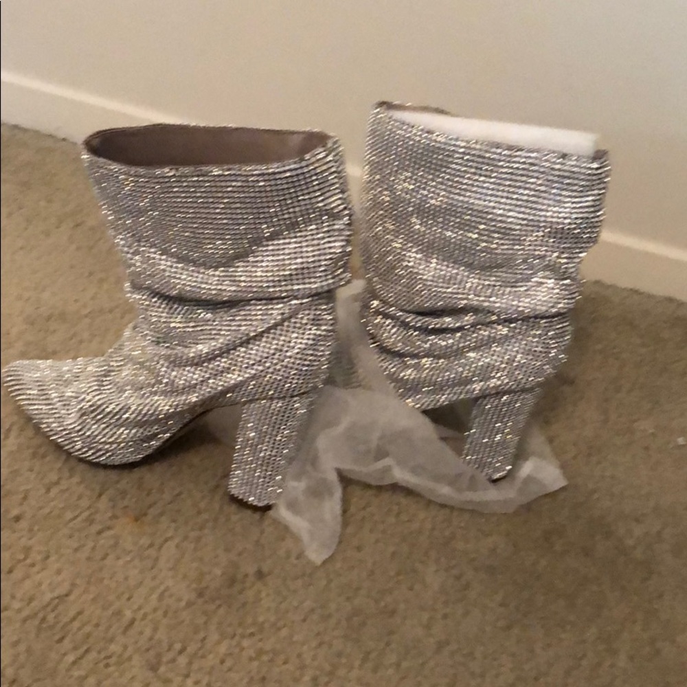 Sequin silver boots